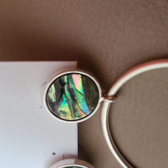 Two for $20 ,SILVER CIRCLE LABRADORITE STUD EARRINGS - Picture 4 of 5